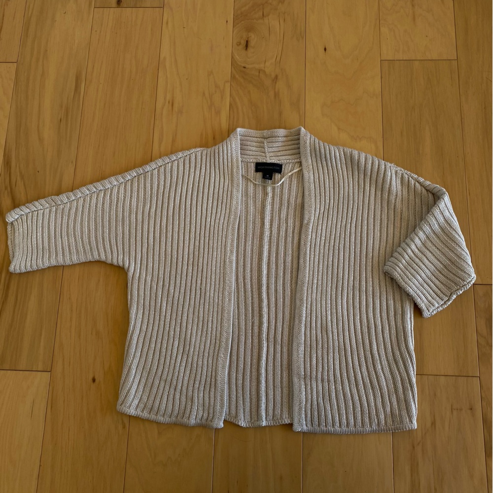 Latte Cream Ribbed Cropped Sweater Cotton Rayon Workwear Minimalist Timeless